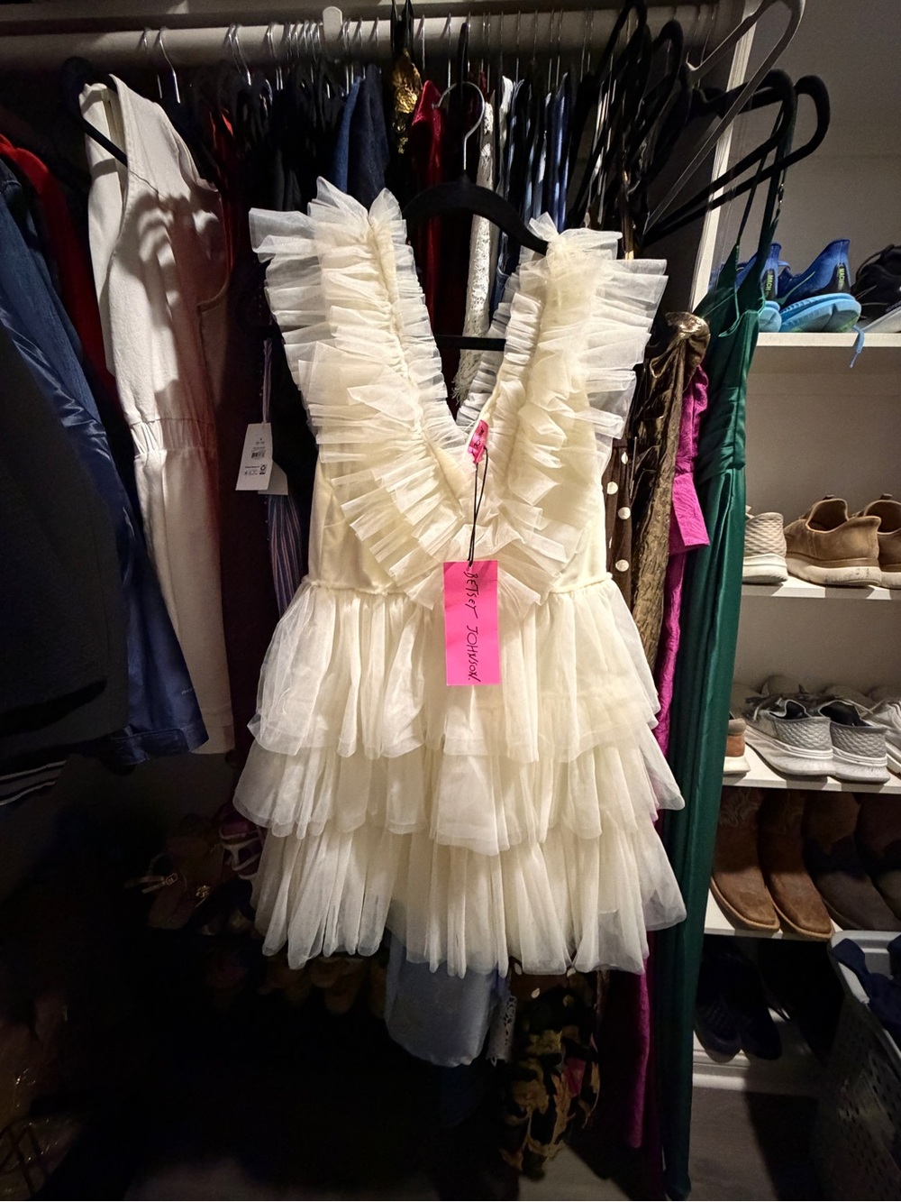 Betsey Johnson Ivory Ruffle Tulle Dress